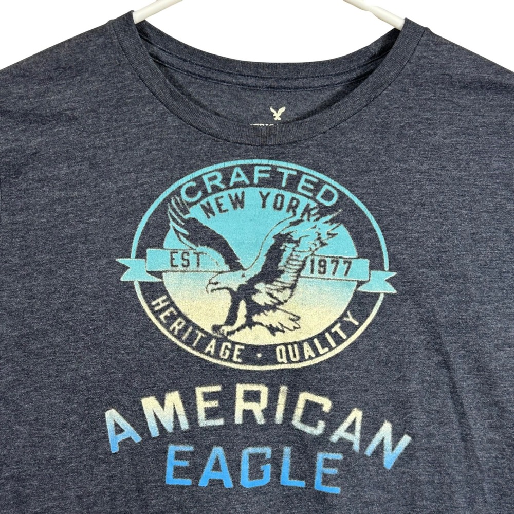 American Eagle Mens Classic Fit Graphic T-Shirt Charcoal Gray Eagle Logo‎ Medium